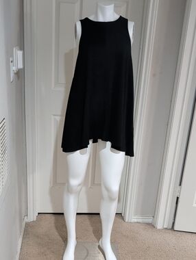 Lida Kate Black Faux Suede A-Line Assymetrical Tunic Large